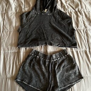 Two piece crop top shorts set